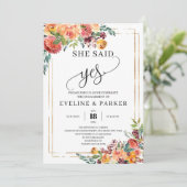 De herfst Floral Marigold zei ja verloving Kaart (Staand voorkant)