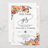 De herfst Floral Marigold zei ja verloving Kaart (Voorkant / Achterkant)