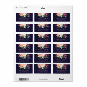 De herfst Floral Roos Gold Wedding Etiket (Full Sheet)