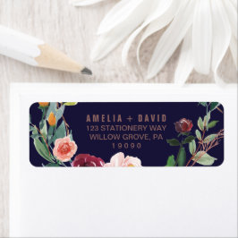 De herfst Floral Roos Gold Wedding Etiket
