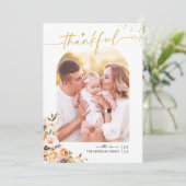 De herfst Floral Terracotta 4 Foto's Thanksgiving Feestdagenkaart (Staand voorkant)