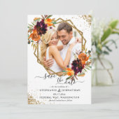 De herfst Floral Terracotta bewaart de datum Kaart (Staand voorkant)