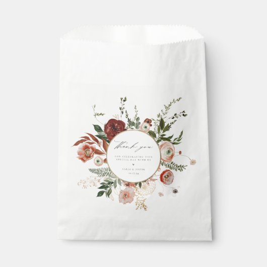 De herfst Floral Wedding Dank u Bedankzakje (Voorkant)
