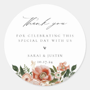 De herfst Floral Wedding Dank u Ronde Sticker