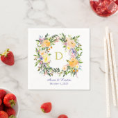 De herfst Floral Wreath Monogram Wedding Servetten (Insitu)