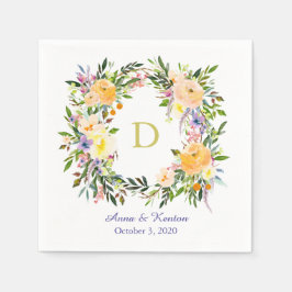 De herfst Floral Wreath Monogram Wedding Servetten