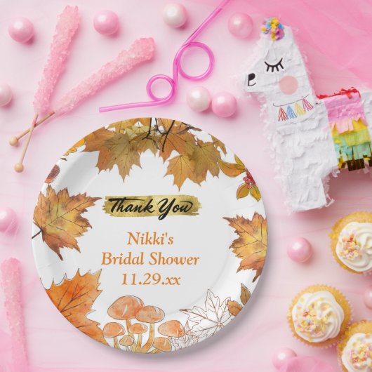 De herfst Floral Wreath Pumpkin Gold Hartelijk dan Papieren Bordje (Feest)