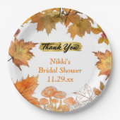 De herfst Floral Wreath Pumpkin Gold Hartelijk dan Papieren Bordje (Voorkant)