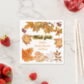 De herfst Floral Wreath Pumpkin Gold Hartelijk dan Servet (Insitu)