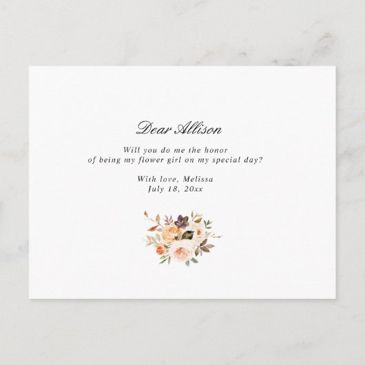 de herfst floral zal je mijn bloemetjeskaartje zij uitnodiging briefkaart (Achterkant)