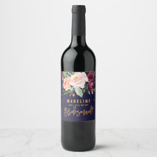 De herfst Floral zal je mijn Bridesmaid zijn Wijn Etiket