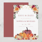 De Herfst Florals van de herfst Pumpkins bewaart d Kaart (Voorkant / Achterkant)