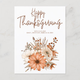 De herfst Florals vult Happy Thanksgiving Names Feestdagenkaart