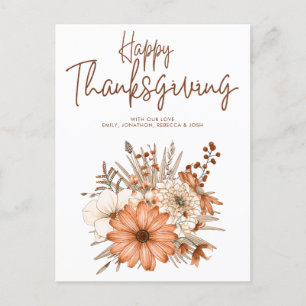 De herfst Florals vult Happy Thanksgiving Names Feestdagenkaart