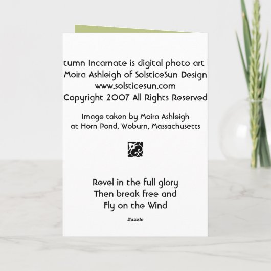 De herfst gestalte geeft aan kaart (Achterkant)