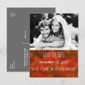 De herfst Gold bewaart de DATE Rustic Weddenfoto Aankondigingskaart (Voorkant / Achterkant)