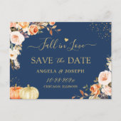 De herfst Gold Floral Evening Wedding sparen de Da Briefkaart (Voorkant)