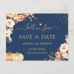 De herfst Gold Floral Evening Wedding sparen de Da Briefkaart