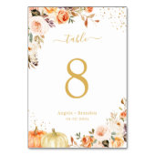 De herfst Gold Glitter Floral Chic Fall Wedding Kaart (Voorkant)