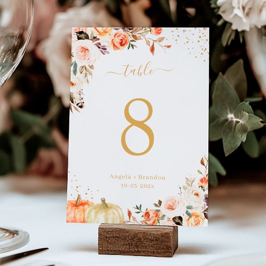 De herfst Gold Glitter Floral Chic Fall Wedding Kaart