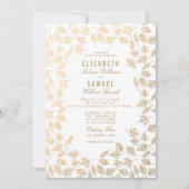 De herfst Gold Leaves Clean White Wedde Uitnodigin Kaart (Voorkant)