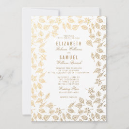 De herfst Gold Leaves Clean White Wedde Uitnodigin Kaart