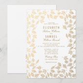 De herfst Gold Leaves Clean White Wedde Uitnodigin Kaart (Voorkant / Achterkant)