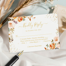 De herfst Gold Leaves Floral Terracotta Wedding