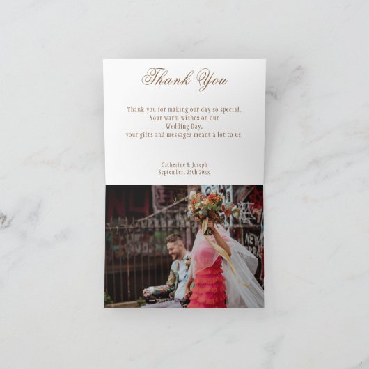 De herfst gouden kastanjebruine bruidebladeren bedankkaart (Binnen)