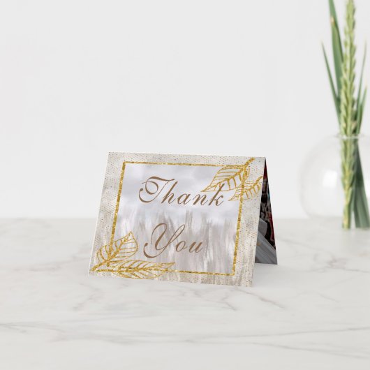 De herfst gouden kastanjebruine bruidebladeren bedankkaart (Voorkant)