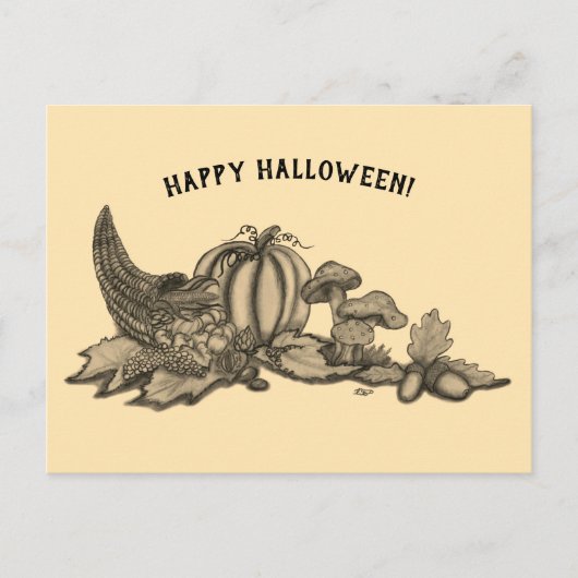 De herfst, Happy Halloween. Briefkaart (Voorkant)