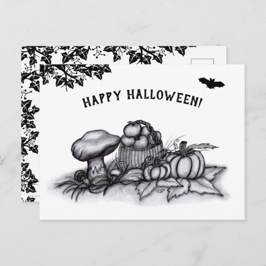 De herfst, Happy Halloween. Briefkaart (Voorkant / Achterkant)