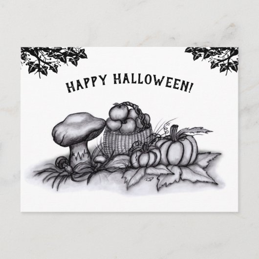 De herfst, Happy Halloween. Briefkaart (Voorkant)