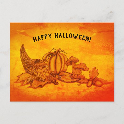 De herfst, Happy Halloween. Briefkaart (Voorkant)