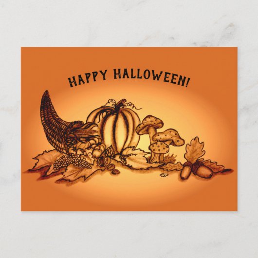 De herfst, Happy Halloween. Briefkaart (Voorkant)