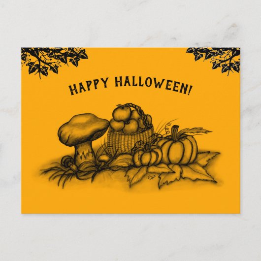 De herfst, Happy Halloween. Briefkaart (Voorkant)