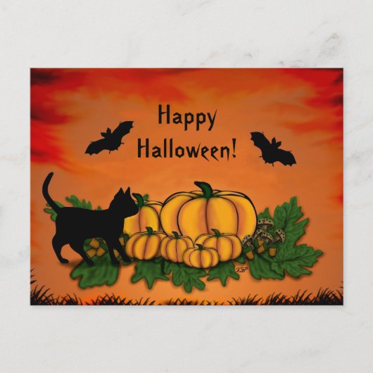 De herfst, Happy Halloween. Met vlek en zwart Briefkaart (Voorkant)
