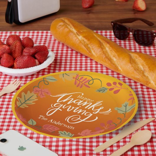 De herfst Happy Thanksgiving Holiday Papieren Bordje (Picknick)