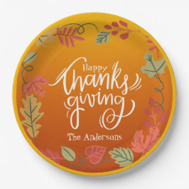 De herfst Happy Thanksgiving Holiday Papieren Bordje