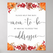 De herfst helpt het Bezige Mam-aan-zijn Adres een  Poster (Voorkant)