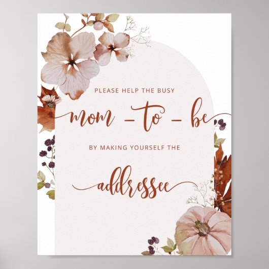 De herfst helpt het Bezige Mam-aan-zijn Adres een  Poster (Voorkant)