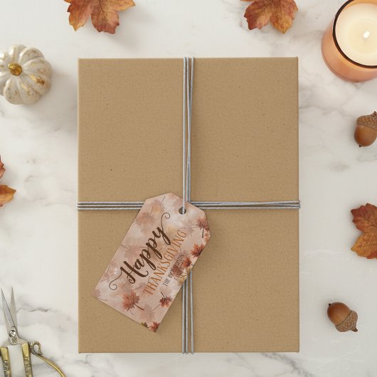 De herfst Herfst Brown laat een gelukkige Thanksgi Cadeaulabel