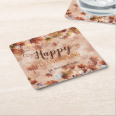 De herfst Herfst Brown laat een gelukkige Thanksgi Kartonnen Onderzetters (Schuin)