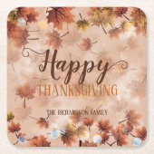 De herfst Herfst Brown laat een gelukkige Thanksgi Kartonnen Onderzetters (Voorkant)