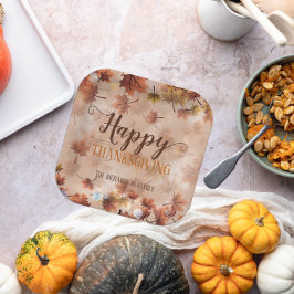 De herfst Herfst Brown laat een gelukkige Thanksgi Papieren Bordje