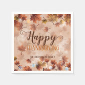 De herfst Herfst Brown laat een gelukkige Thanksgi Servet (Voorkant)