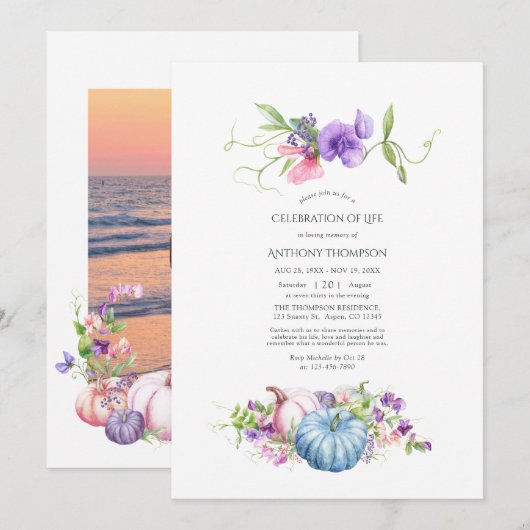 De herfst - Herfst Floral Celebration of Life Phot Kaart (Voorkant / Achterkant)