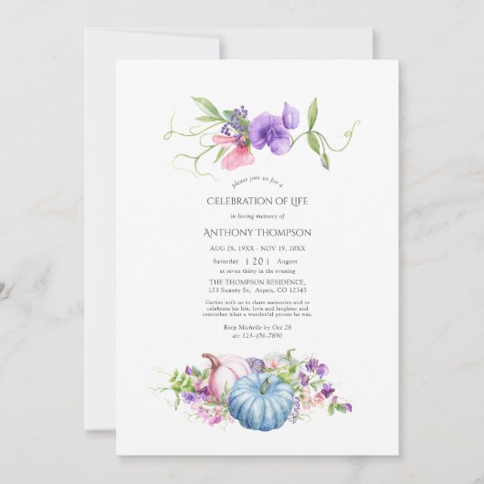 De herfst - Herfst Floral Pumpkin - Levensherfst Kaart (Voorkant)