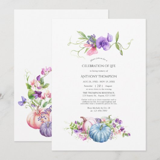 De herfst - Herfst Floral Pumpkin - Levensherfst Kaart (Voorkant / Achterkant)