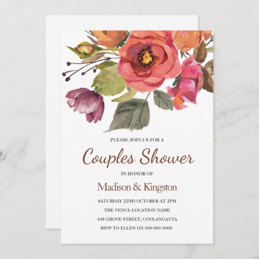 De herfst Herfst Flower Wedding Couples Kaart (Voorkant / Achterkant)